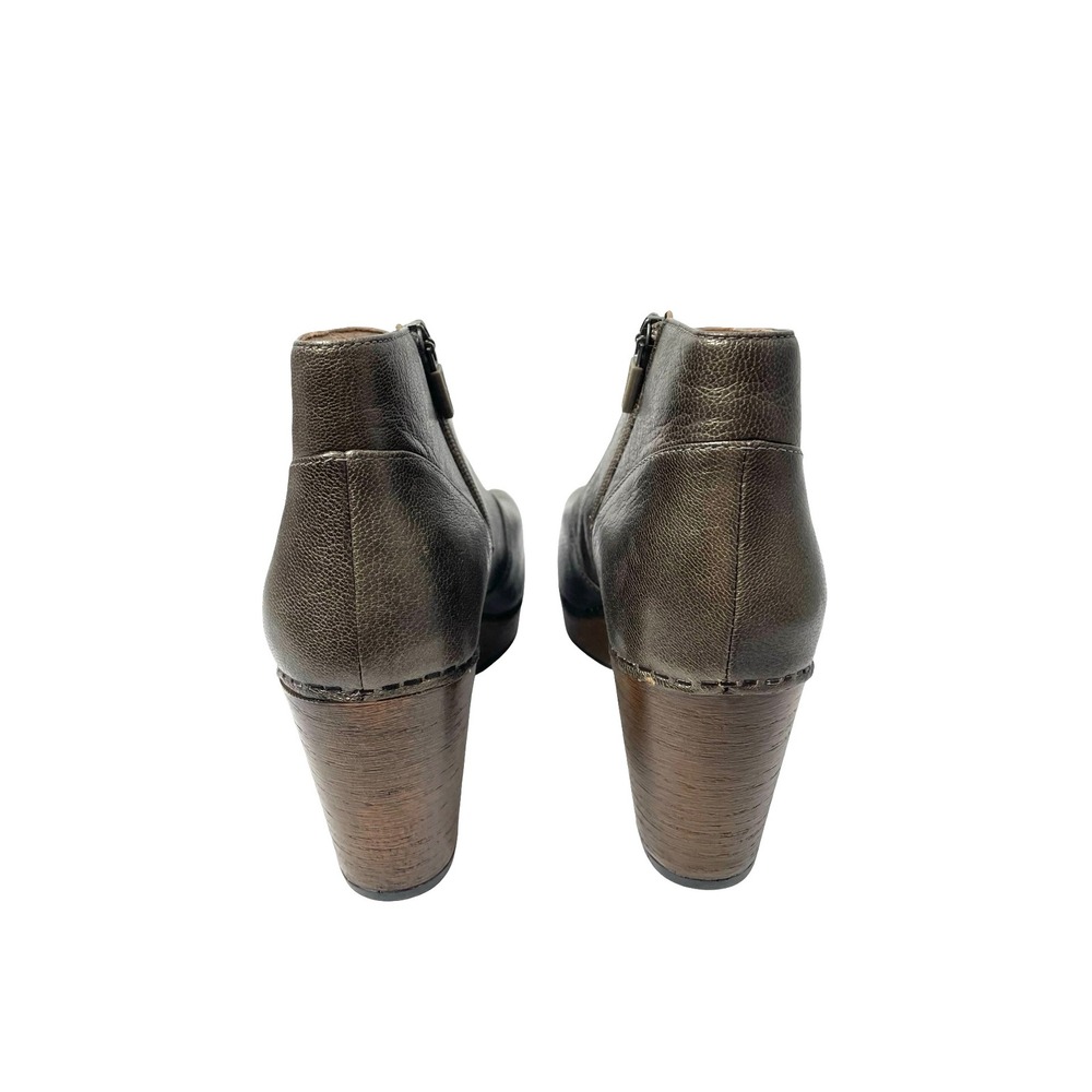 NEW Dansko‎ Delphina peep toe leather ankle booties Size 38 bronze metallic - Picture 6 of 9